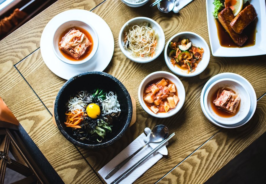 Korean Food Bibimbap with Kimchi